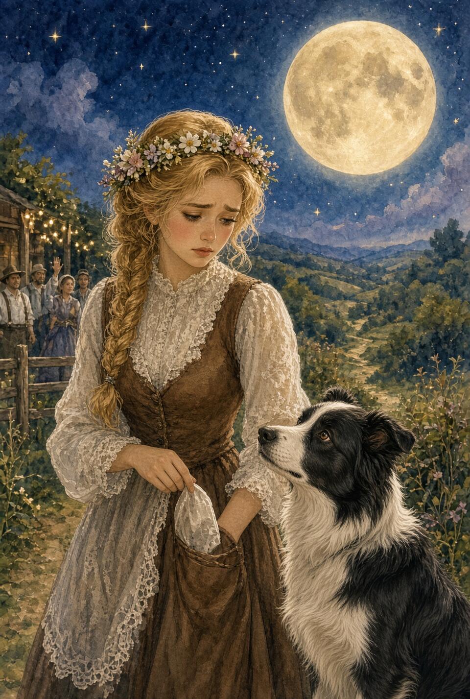 Dolly discovers her tip bag is missing while Charlotte looks up at her under the moon