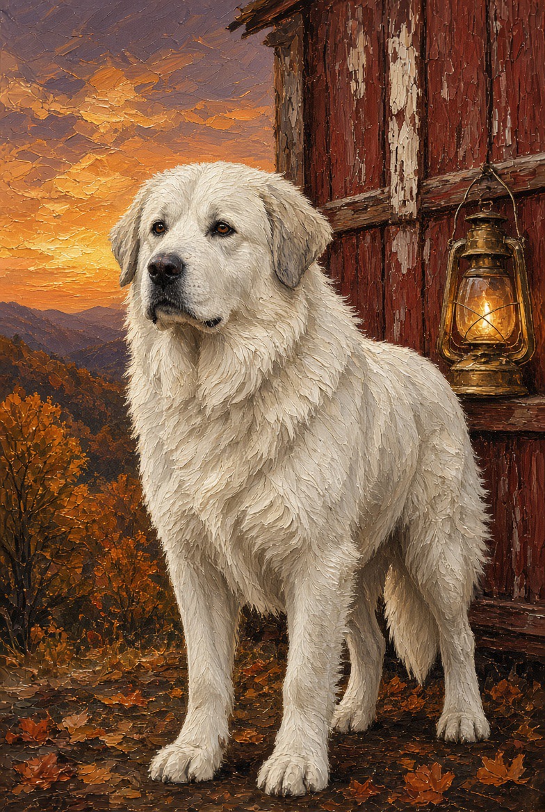 Leo, large white livestock guardian dog